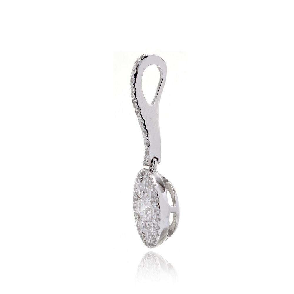 The Cluster Halo Drop Diamond Pendant (10mm)