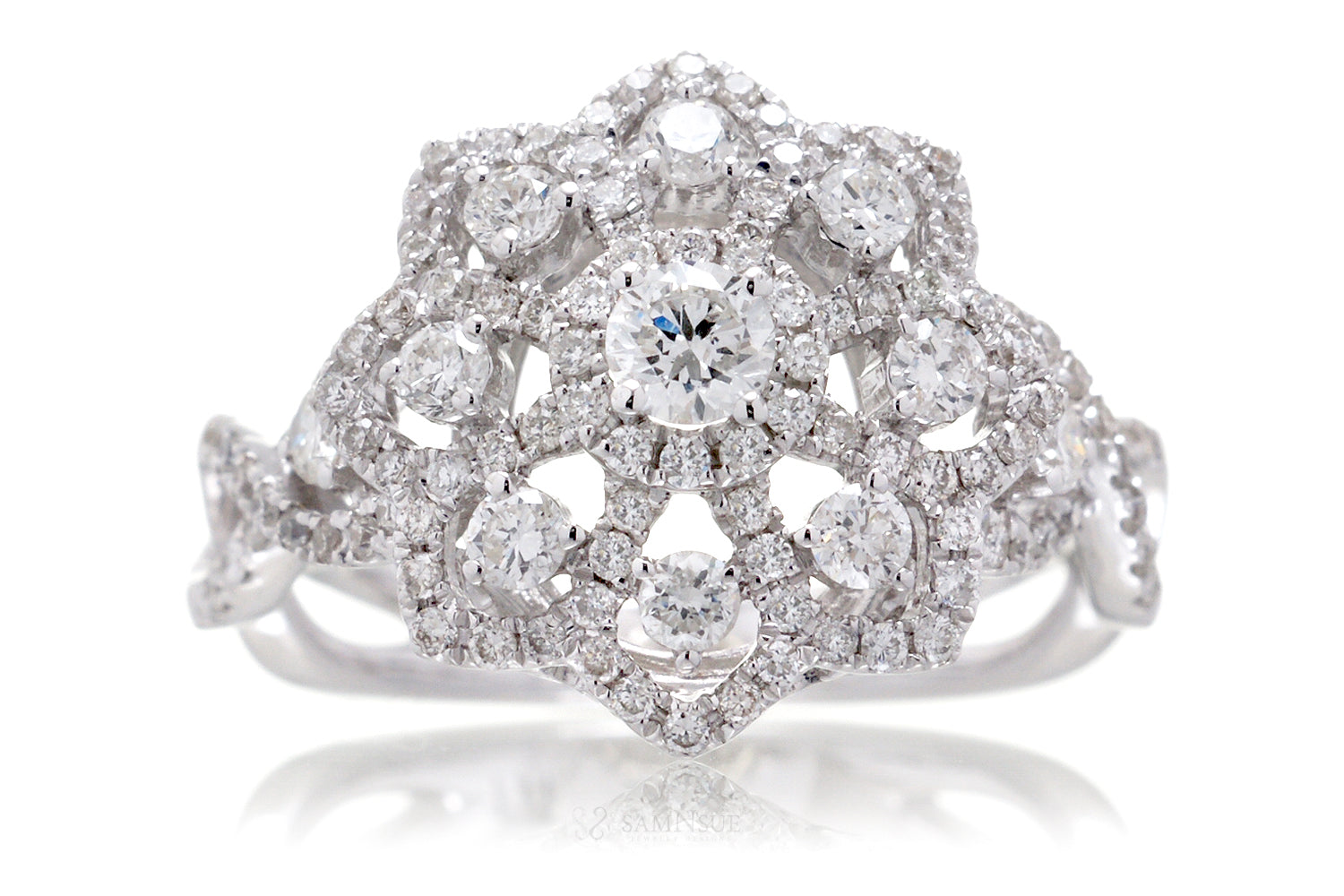 The Snow Flake Diamond Ring With Twist Band