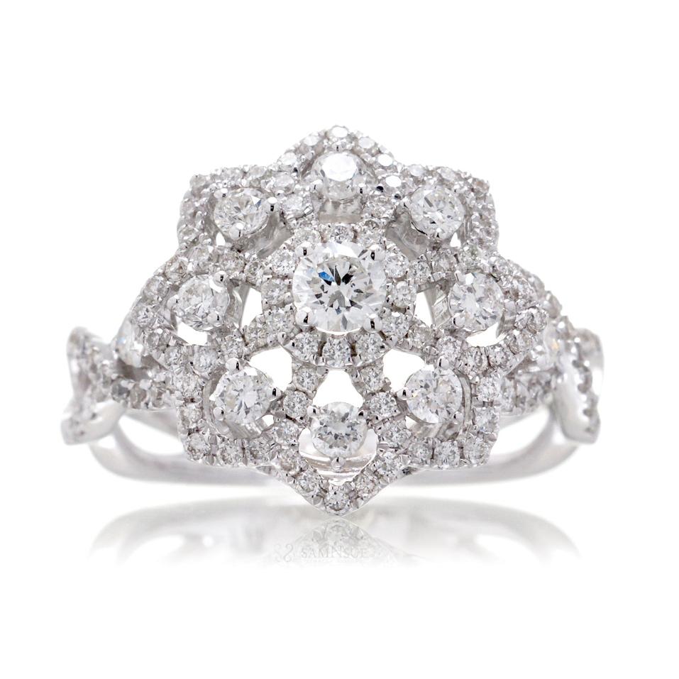 The Snow Flake Diamond Ring With Twist Band