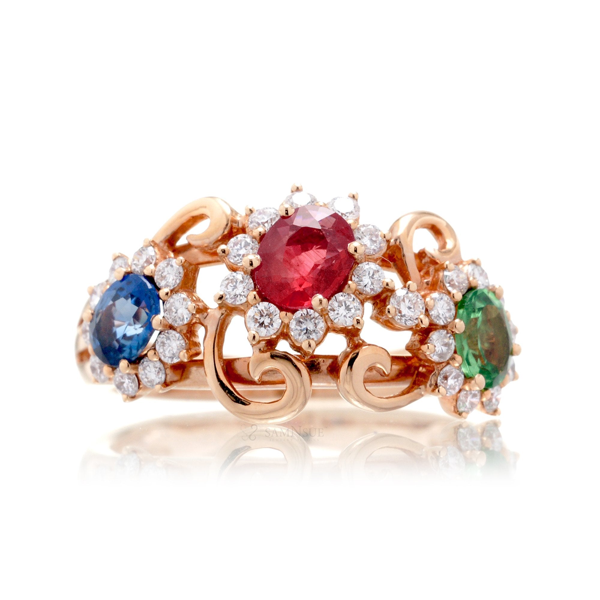 The Dahlia Gemstone Trio Ring