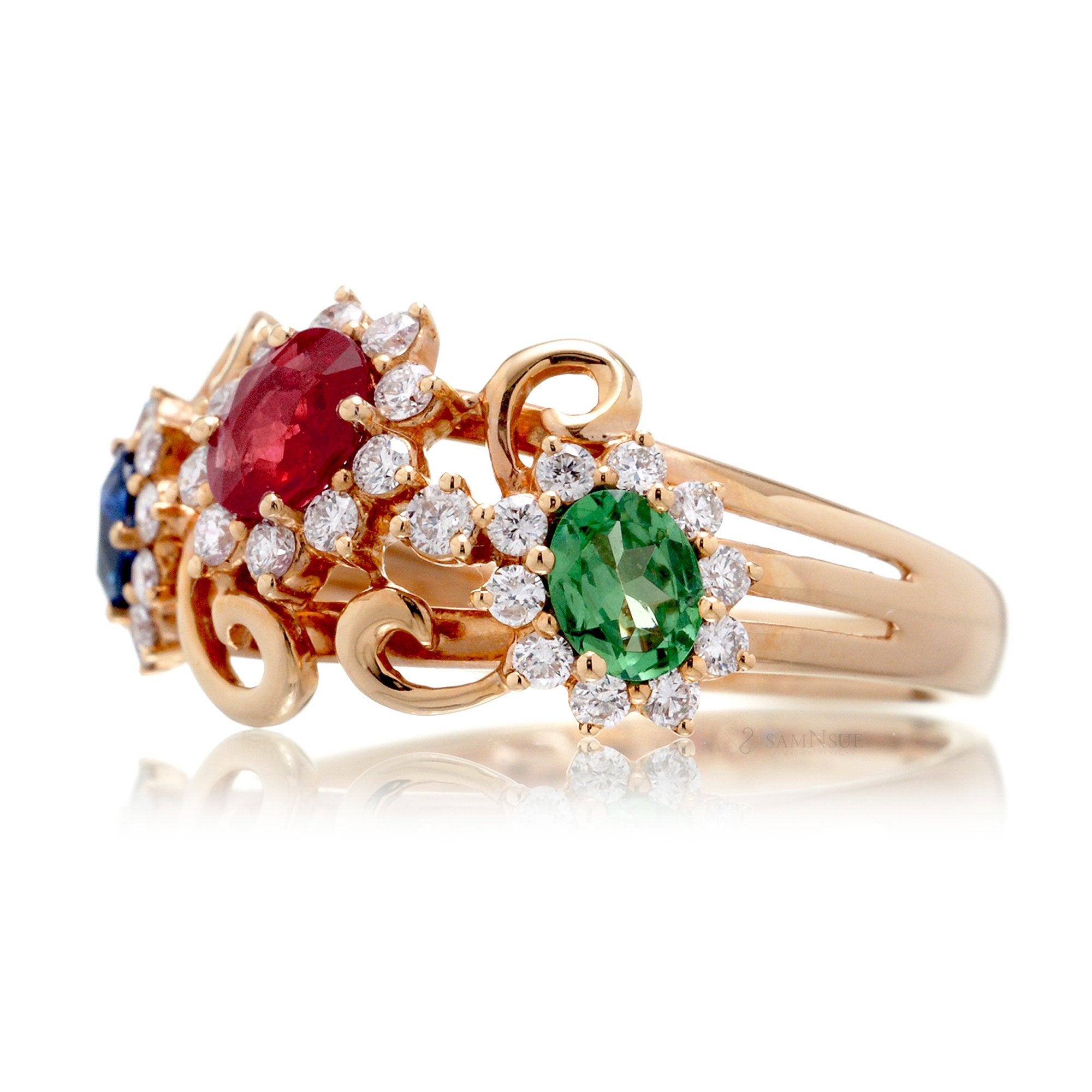 The Dahlia Gemstone Trio Ring