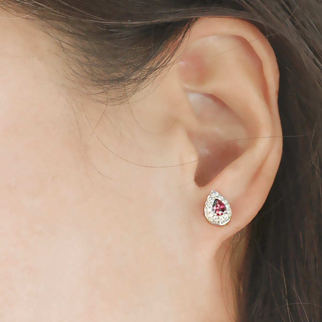 The Ophelia Pear Ruby Pave Earrings