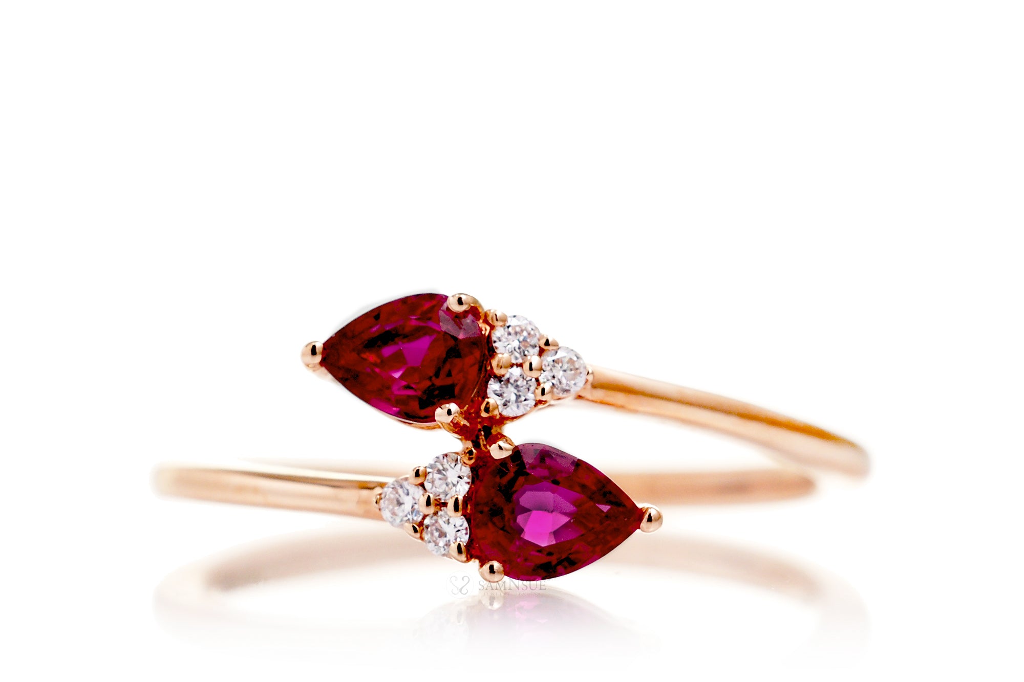 The Bypass Pear Ruby Diamond Promise Ring