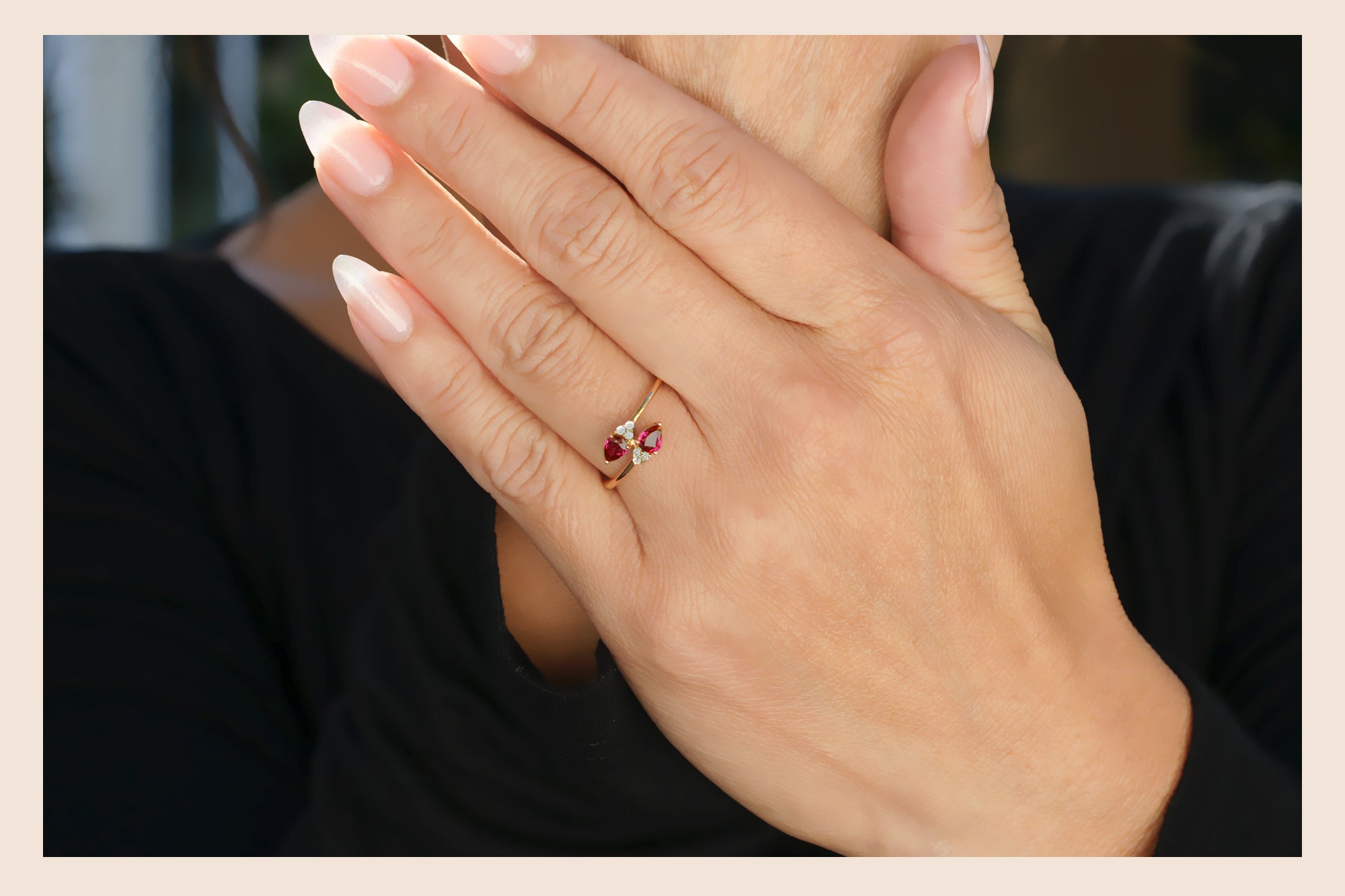 The Bypass Pear Ruby & Diamond Promise Ring