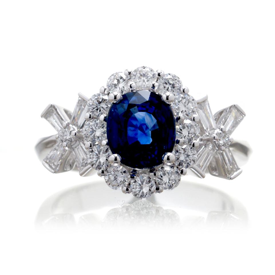 Oval sapphire ring diamond halo xox the Julie