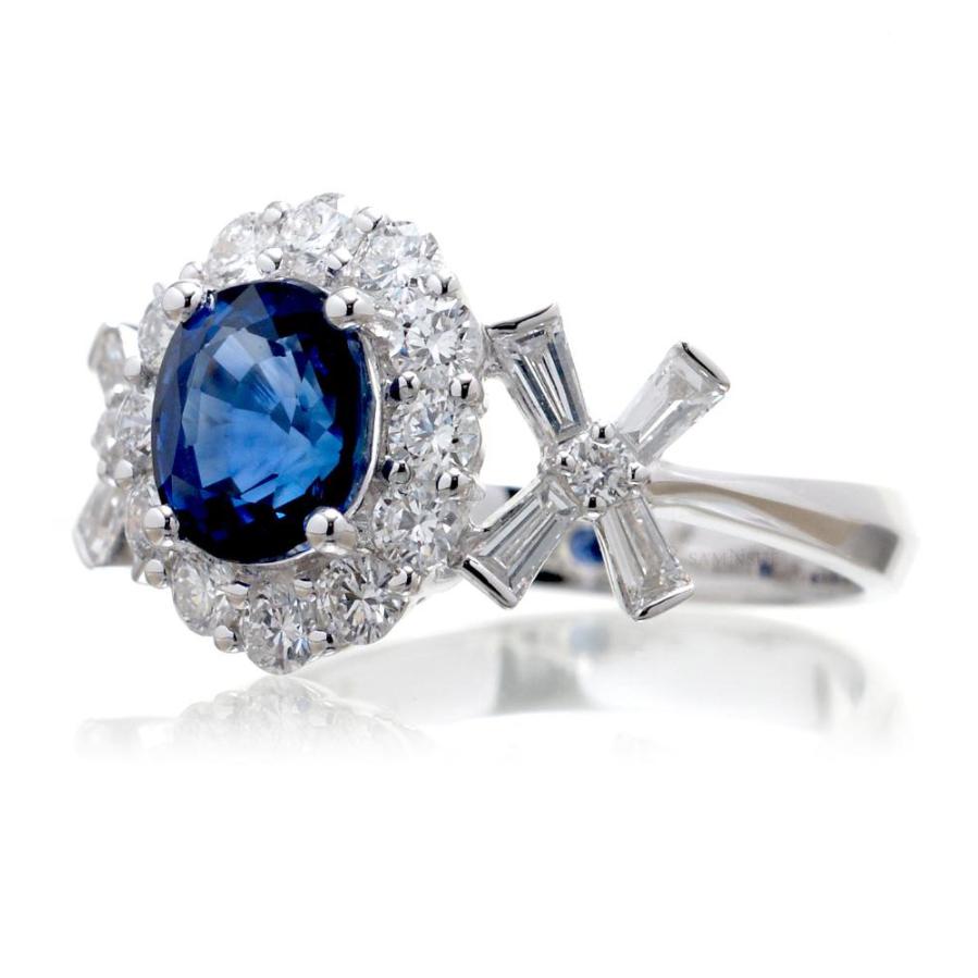Oval sapphire ring diamond halo xox the Julie