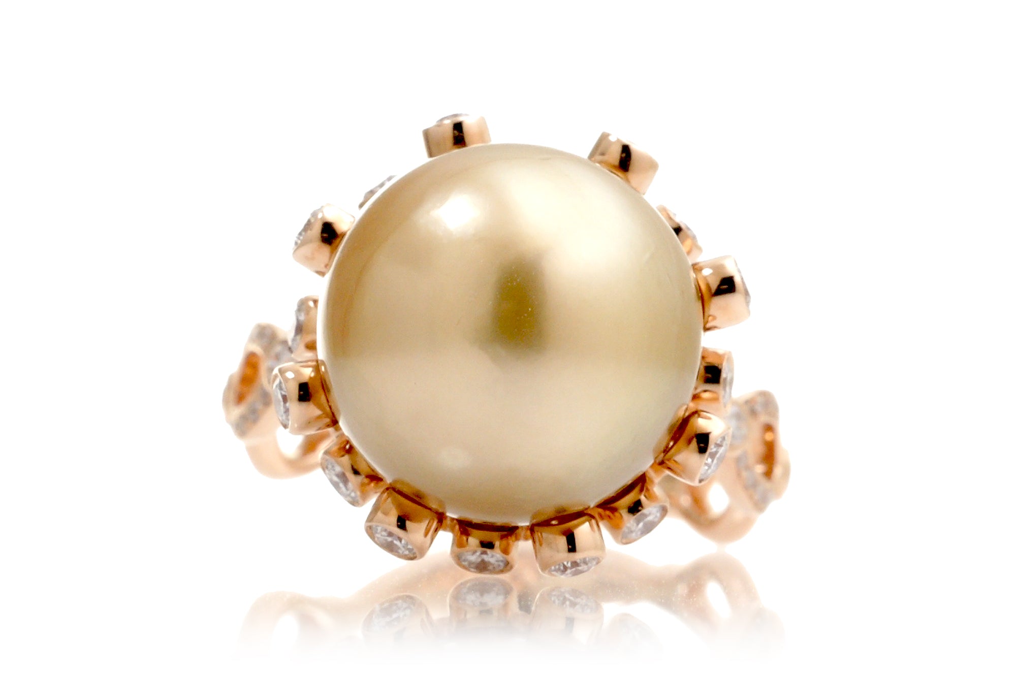 The Quince Golden Pearl Diamond Ring (13.1 mm)