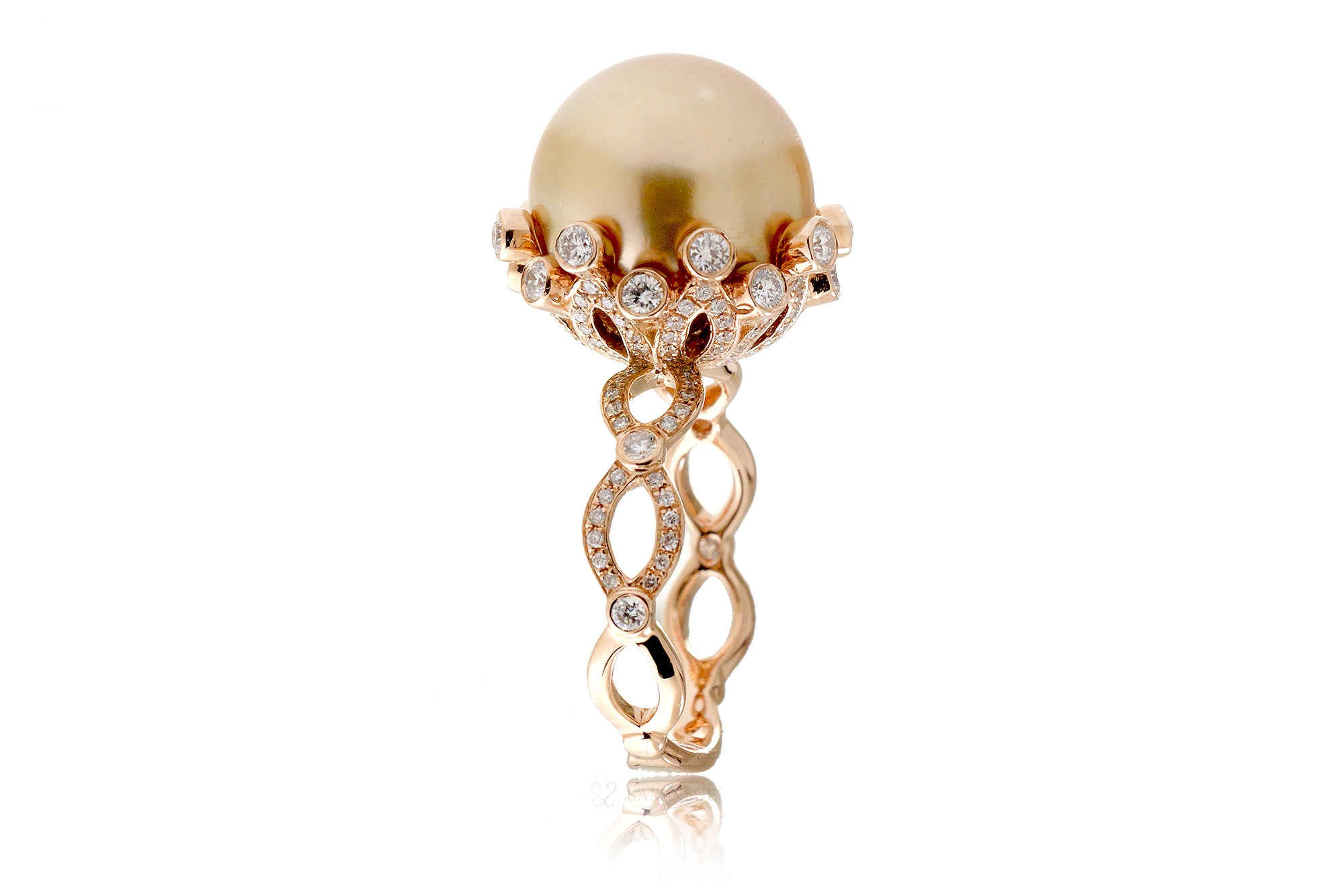The Quince Golden Pearl Diamond Ring (13.1 mm)