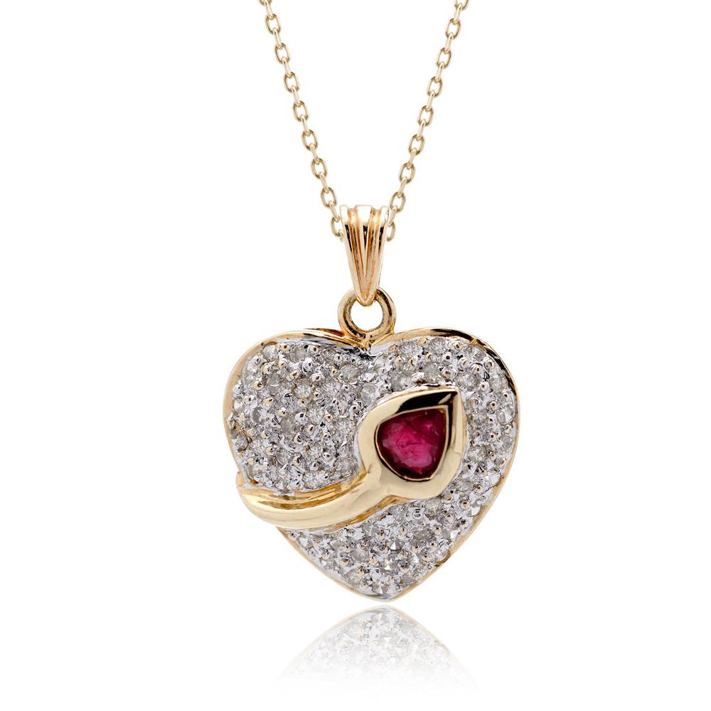 The Tulip Ruby Diamond Heart Pendant
