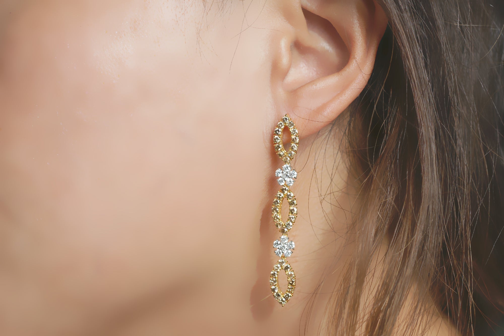 Yellow Diamond Dangle Earrings
