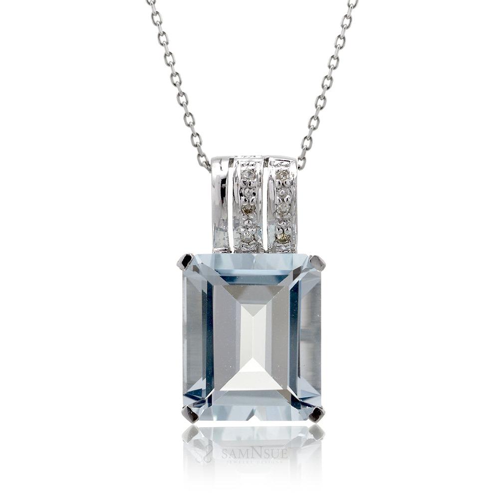 The Emerald Aquamarine Slide Pendant (12x10mm)