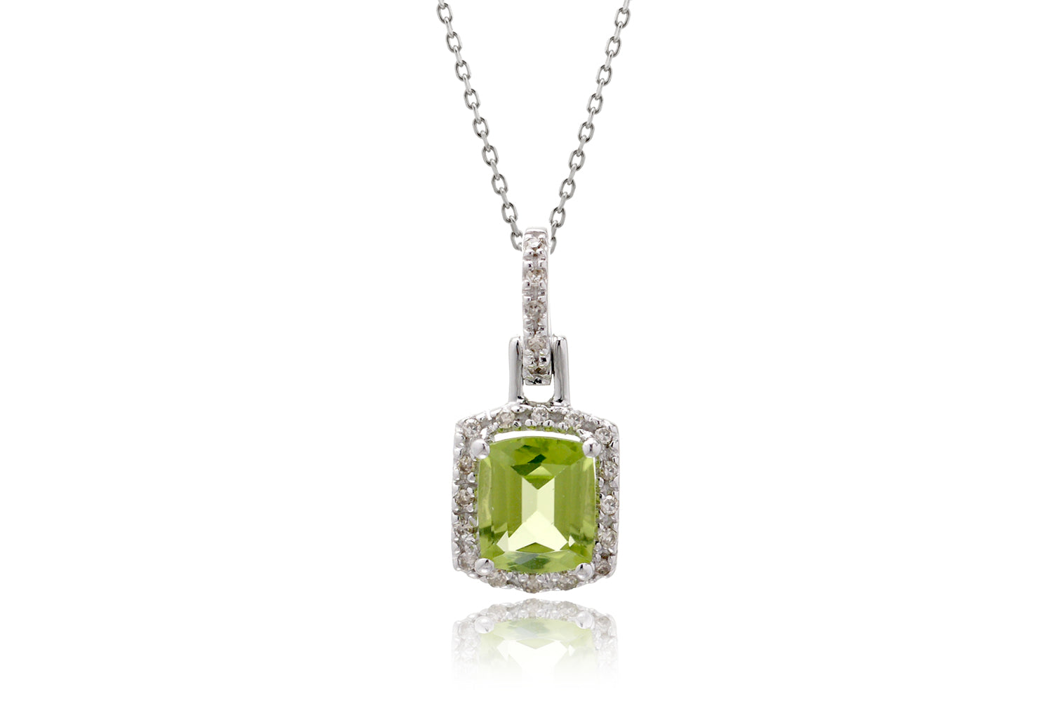 The Clora Peridot Diamond halo Pendant