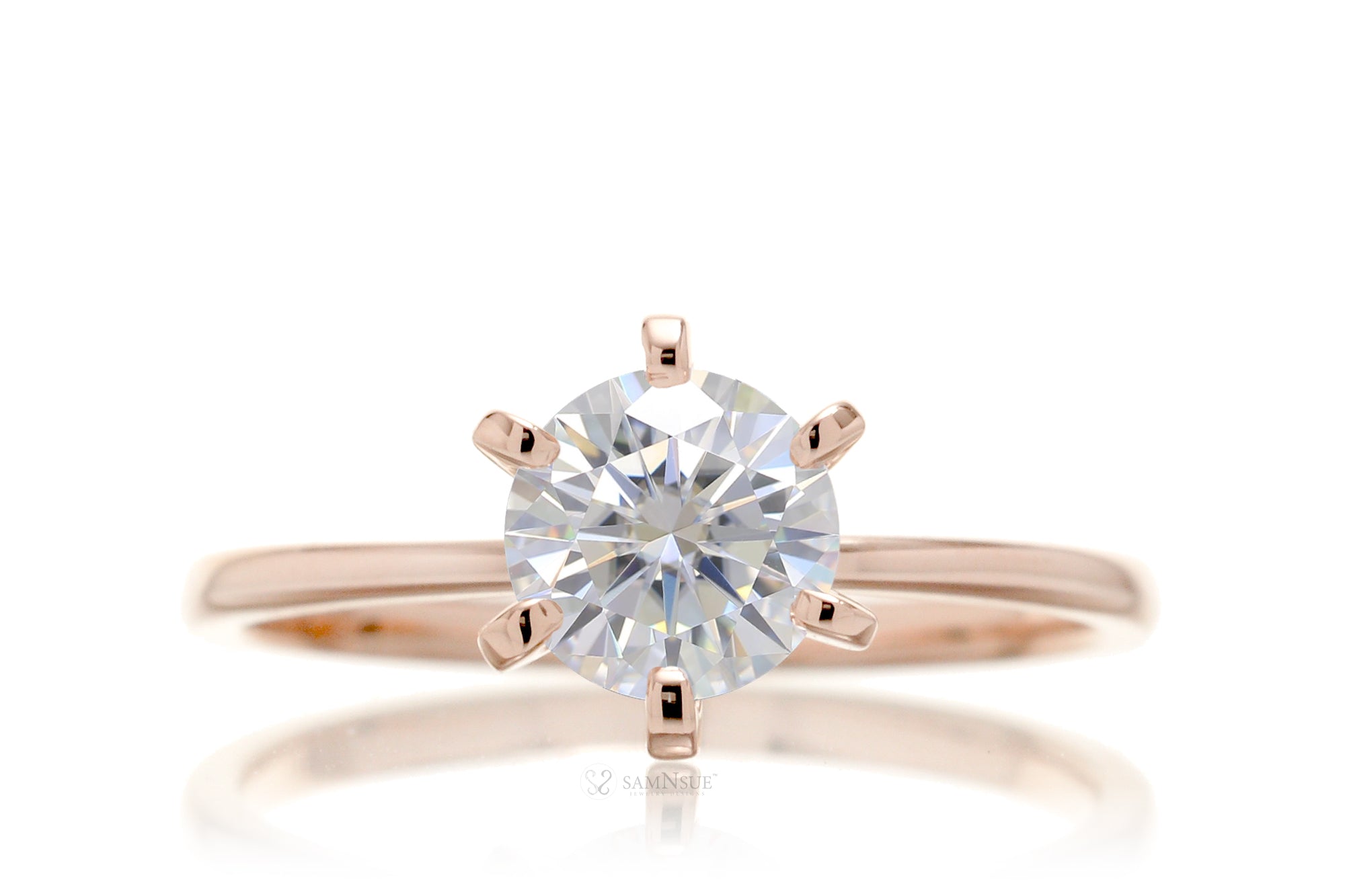 Round Moissanite Solitaire Engagement Ring | The Adeline In Rose Gold