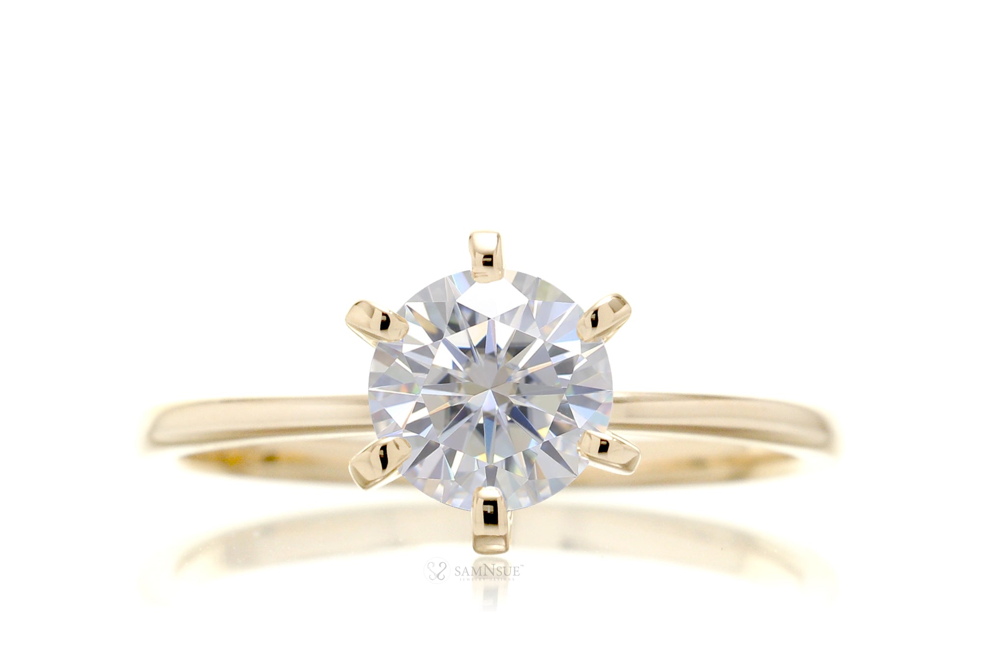 Round Moissanite Solitaire Engagement Ring | The Adeline In Yellow Gold