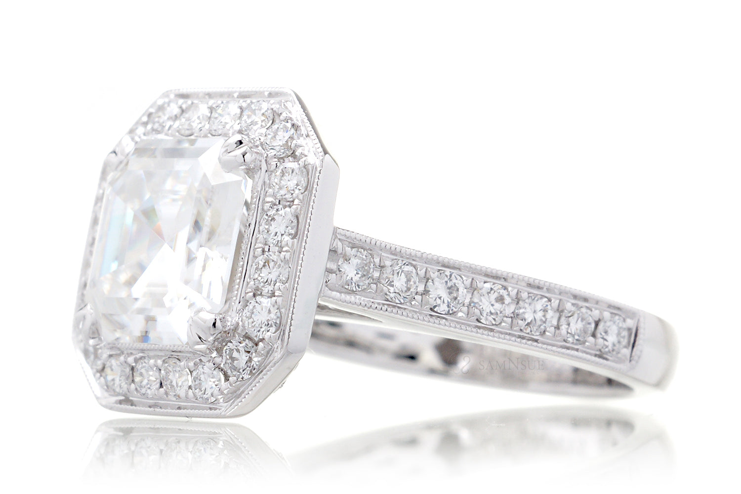 The Aretha Halo Asscher Moissanite