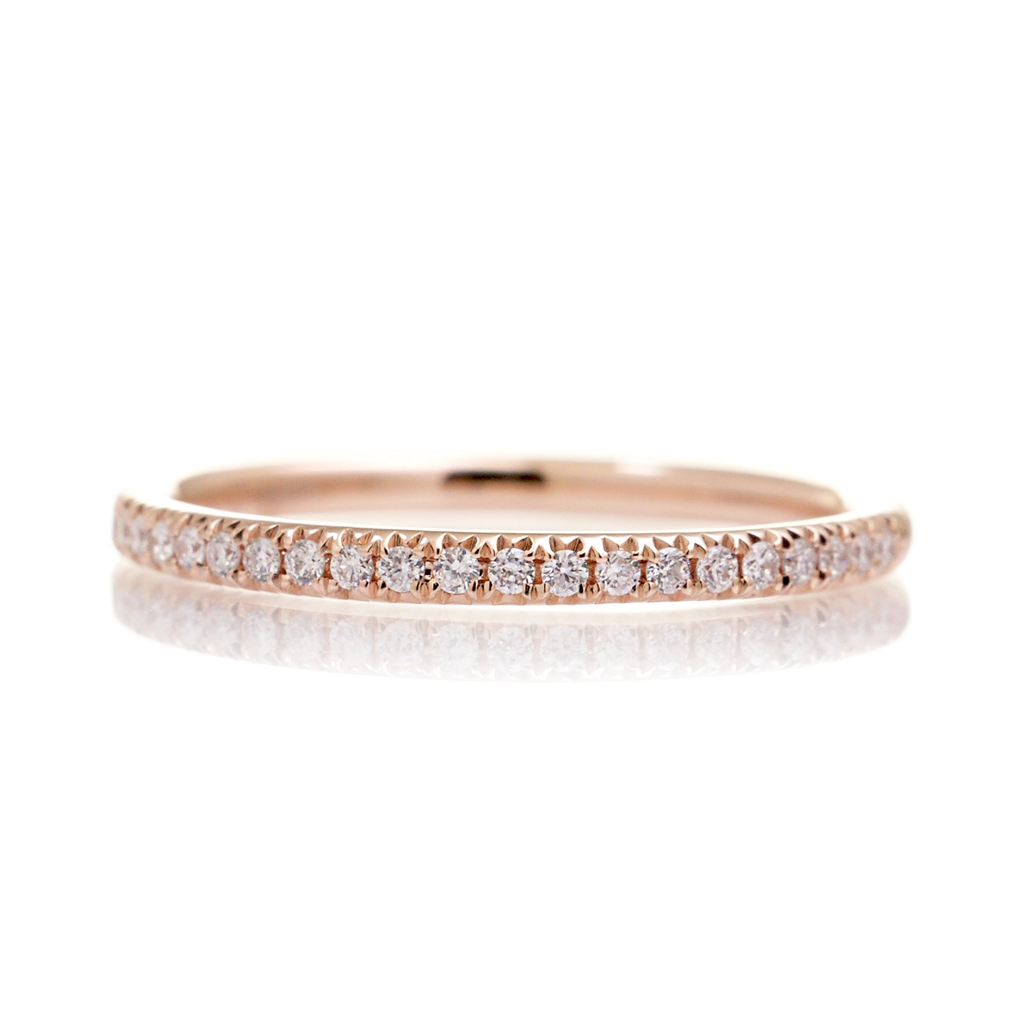 Diamond wedding band French Pave half rounded in rose gold