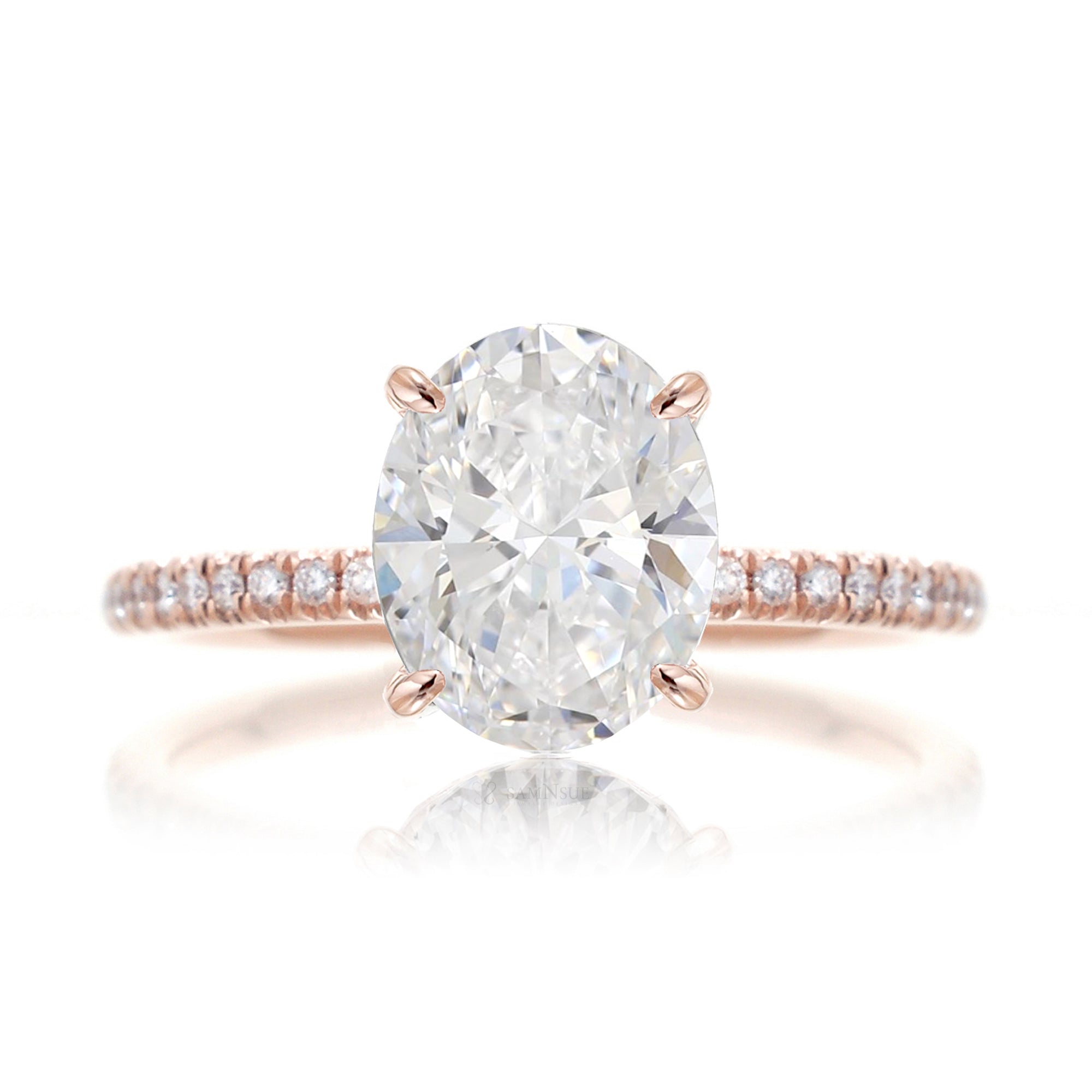 Oval cut lab-grown diamond engagement ring rose gold - The Ava