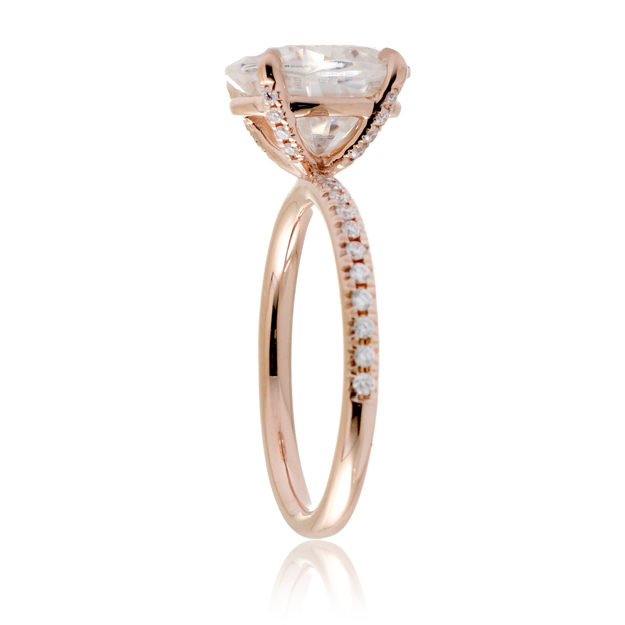 Oval cut moissanite diamond band engagement ring rose gold - The Ava