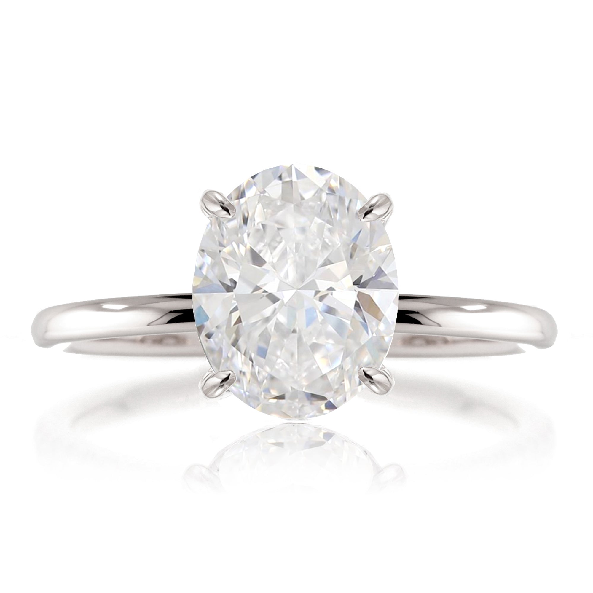 Oval cut lab-grown diamond engagement ring white gold - The Ava solid band