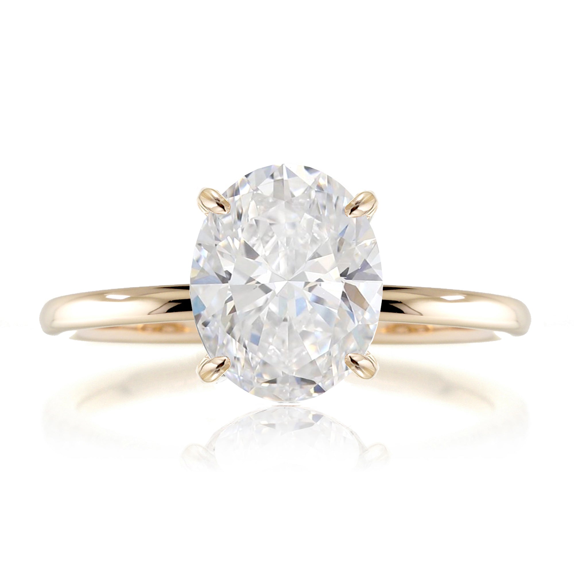 Oval cut lab-grown diamond engagement ring yellow gold - The Ava solid band