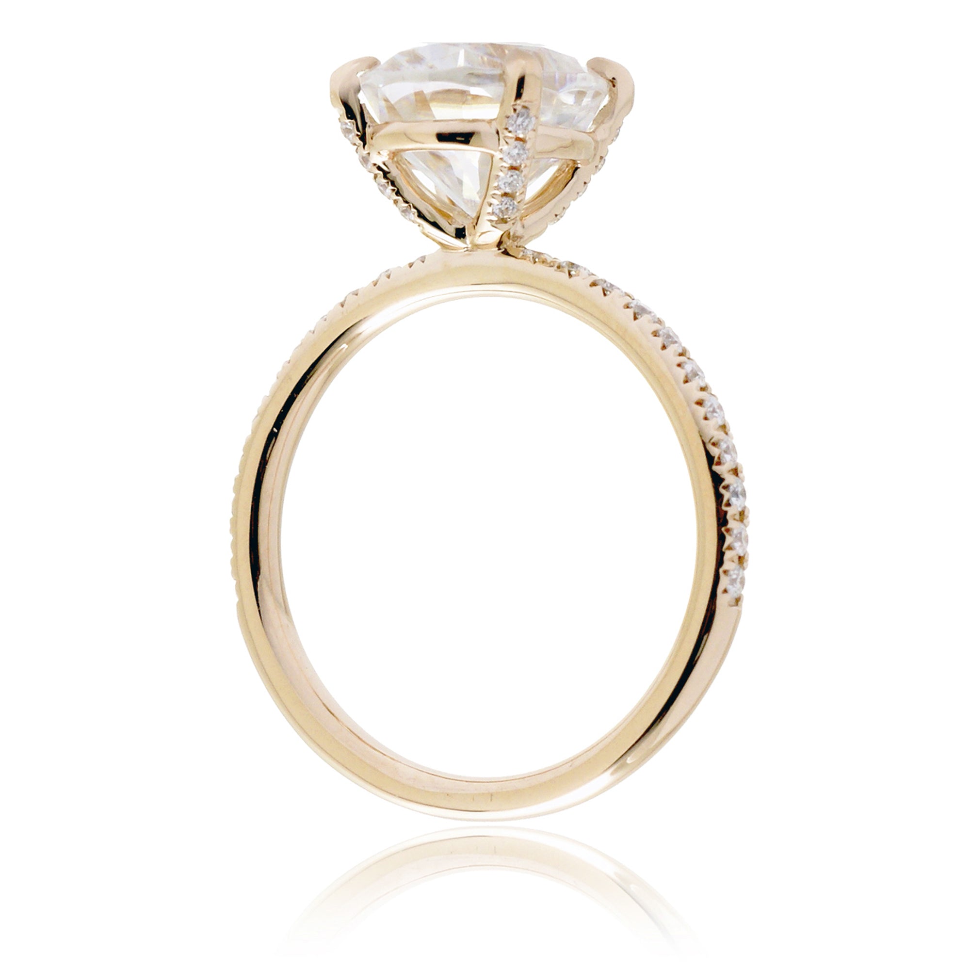 Oval cut moissanite diamond band engagement ring yellow gold - The Ava