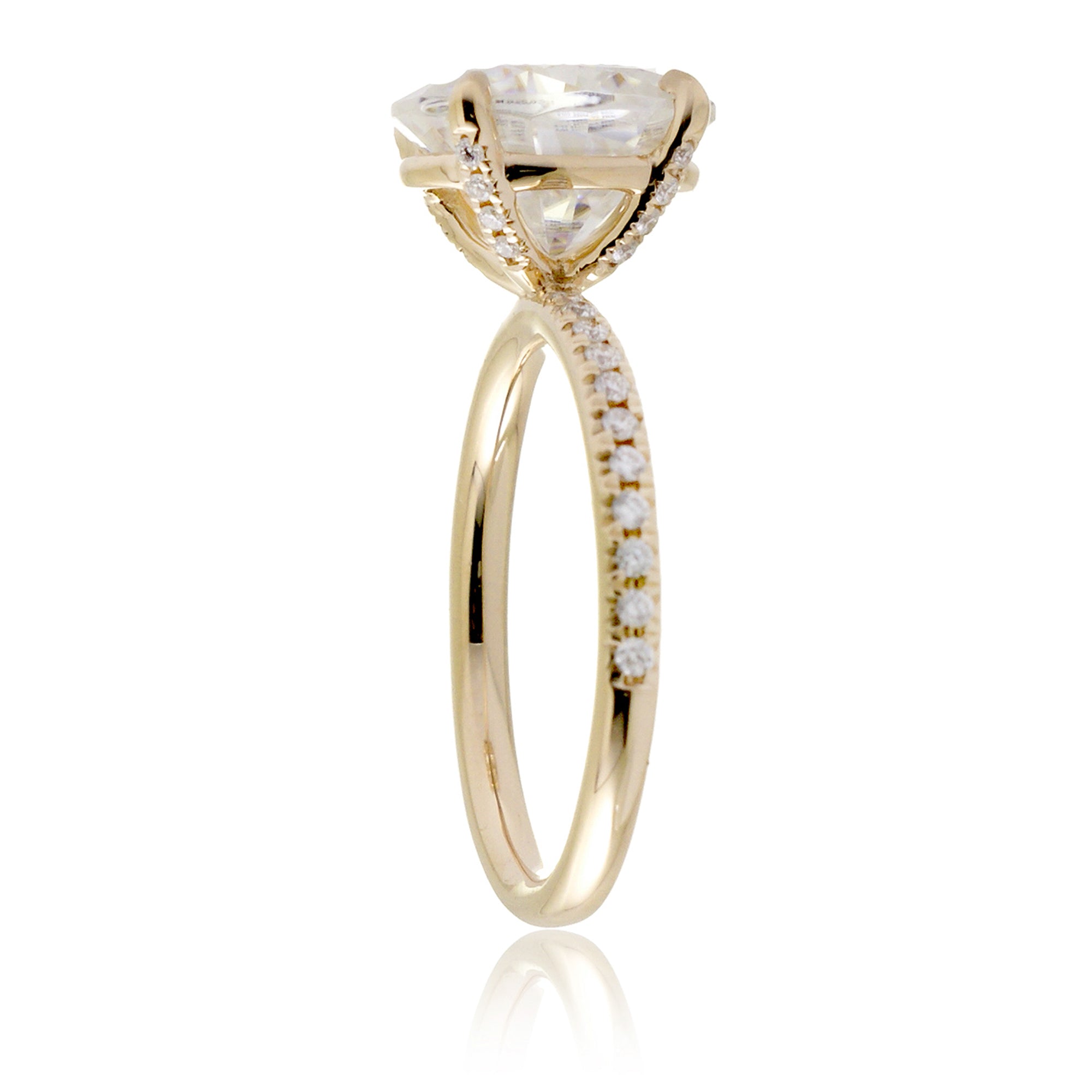 Oval cut moissanite diamond band engagement ring yellow gold - The Ava