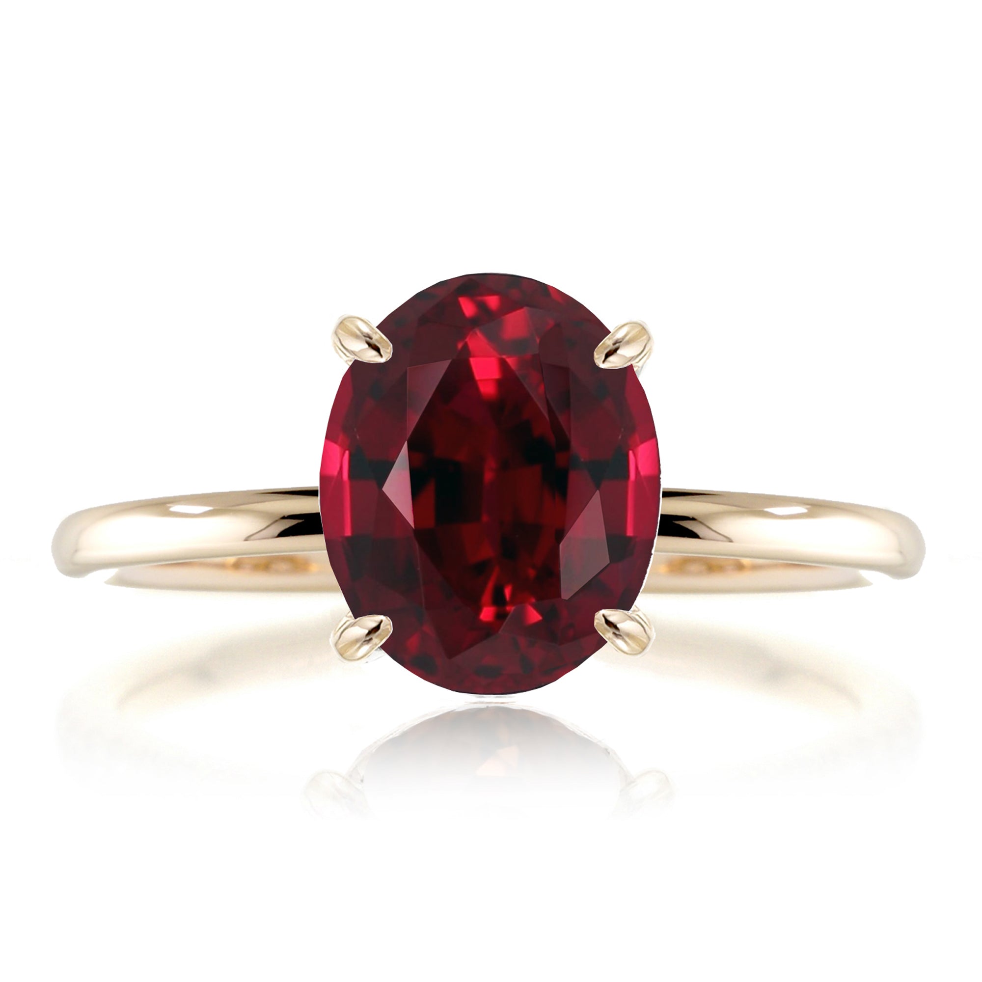 Oval Lab Ruby Oval Lab Created Ruby Engagement Ring Solitaire With Diamond Accent ...