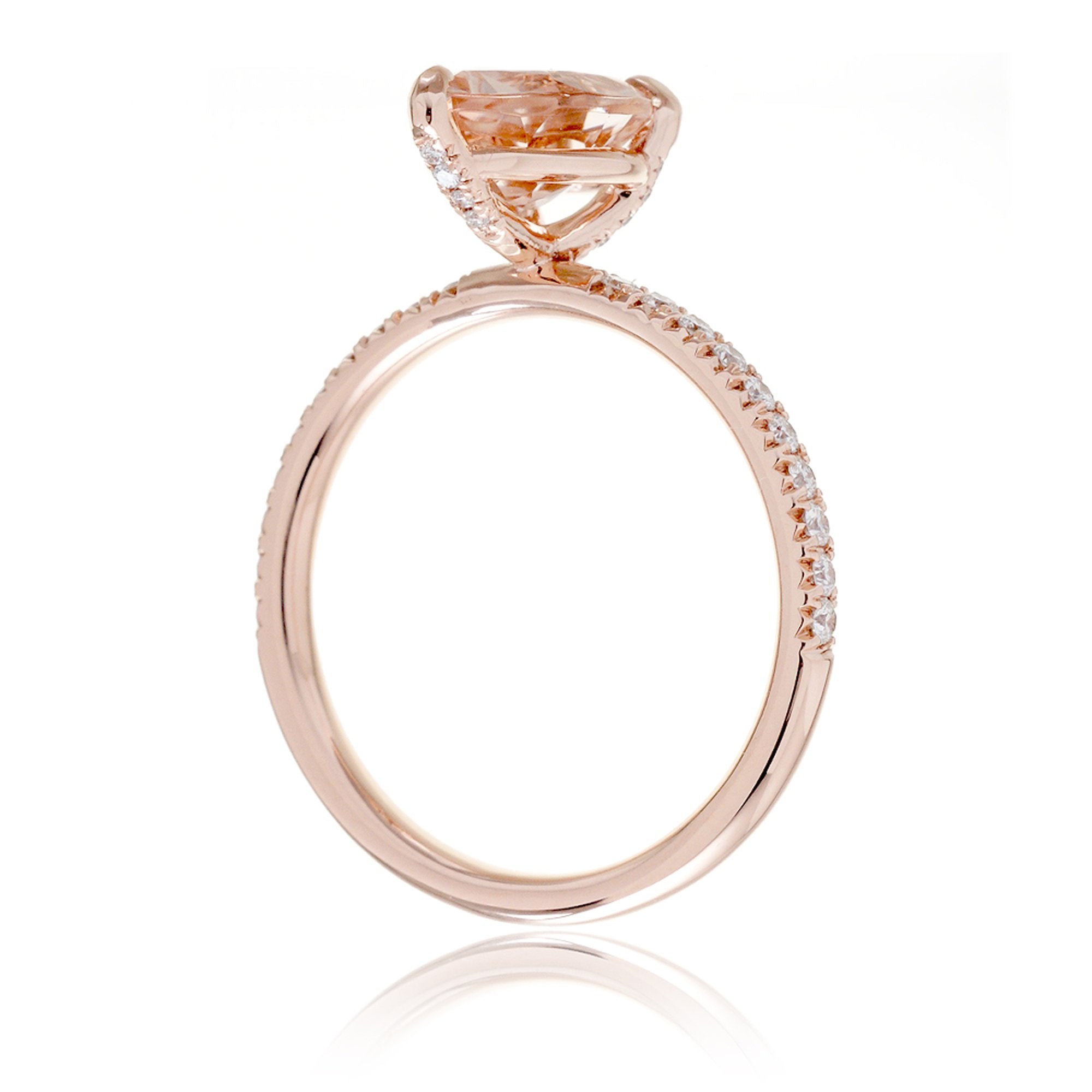 Pear morganite diamond band engagement ring rose gold - The Ava