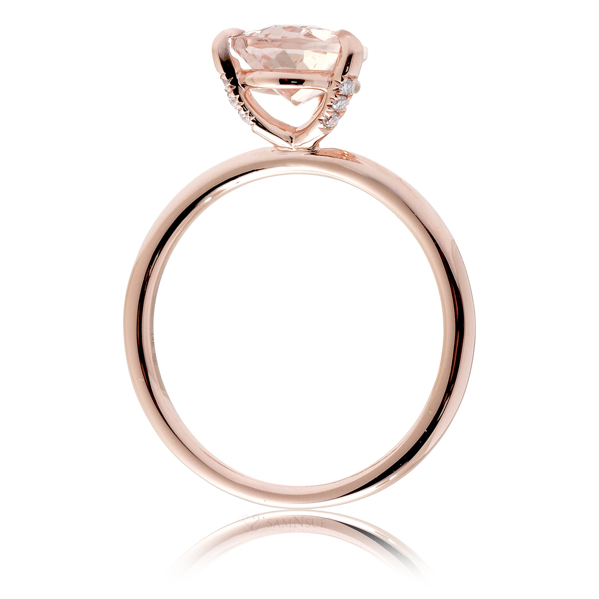 Pear morganite solid band engagement ring rose gold - The Ava
