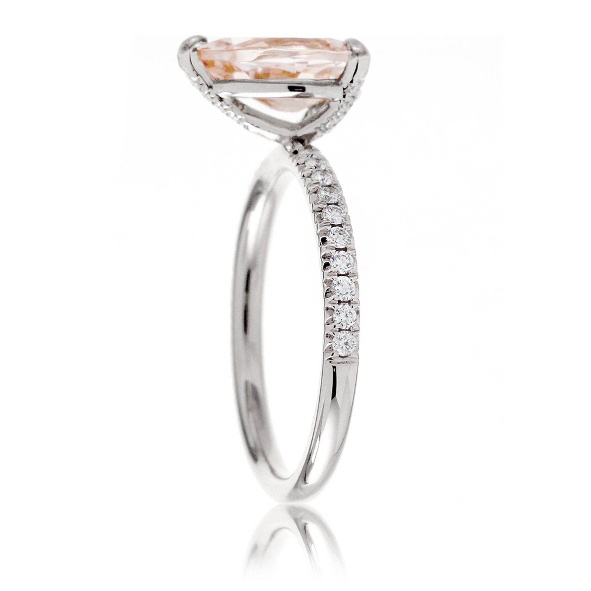 Pear morganite diamond band engagement ring white gold - The Ava