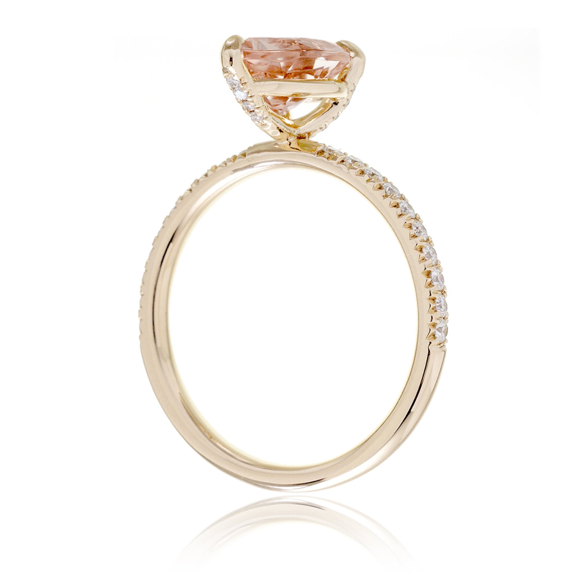 Pear morganite diamond band engagement ring yellow gold - The Ava