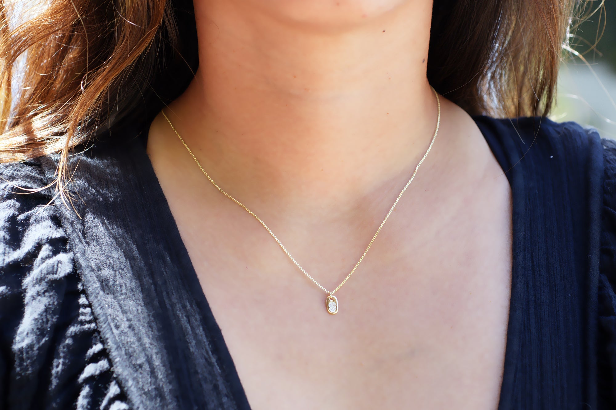 Mini Tag Initial Diamond Necklace