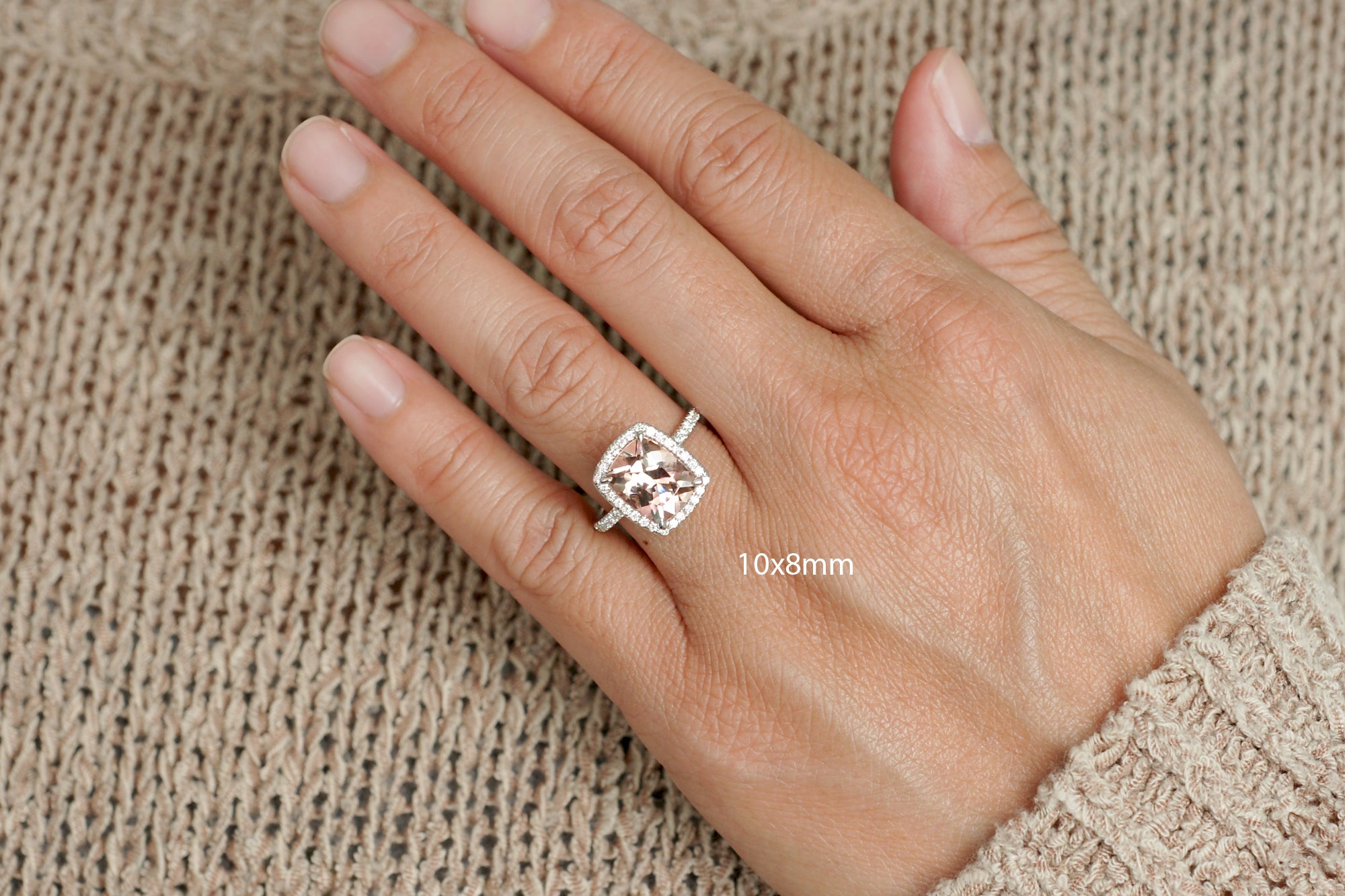 The Caitlin Cushion Morganite Ring