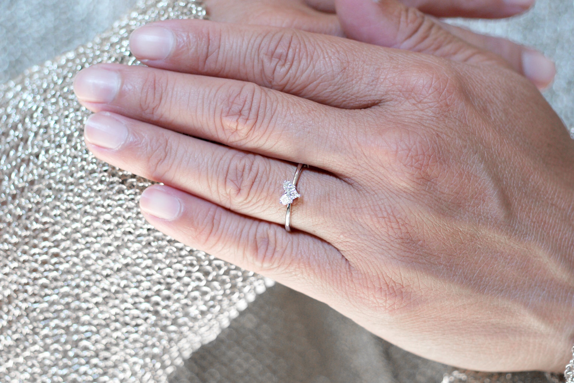 Heart shape diamond ring with Lily's cut in white gold