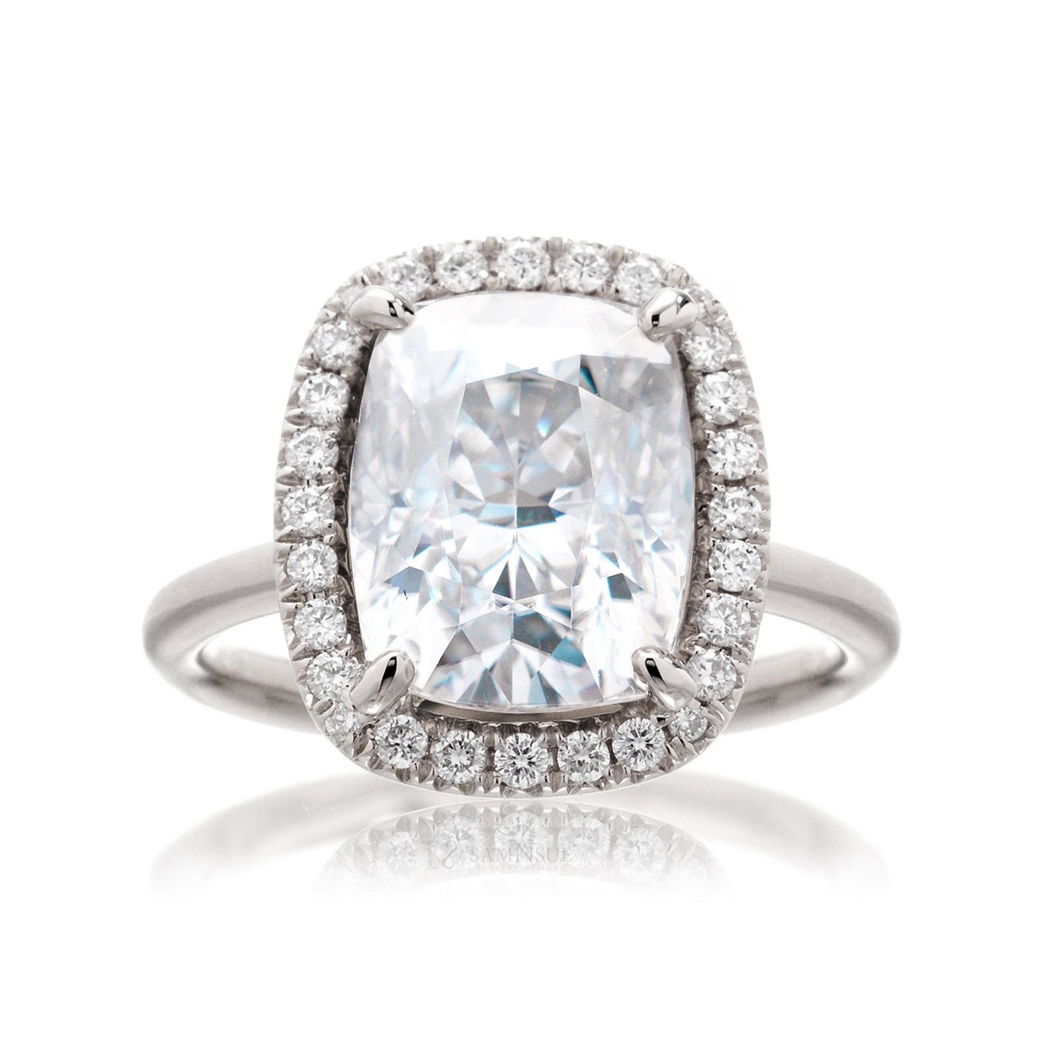 The Drenched Cushion Moissanite