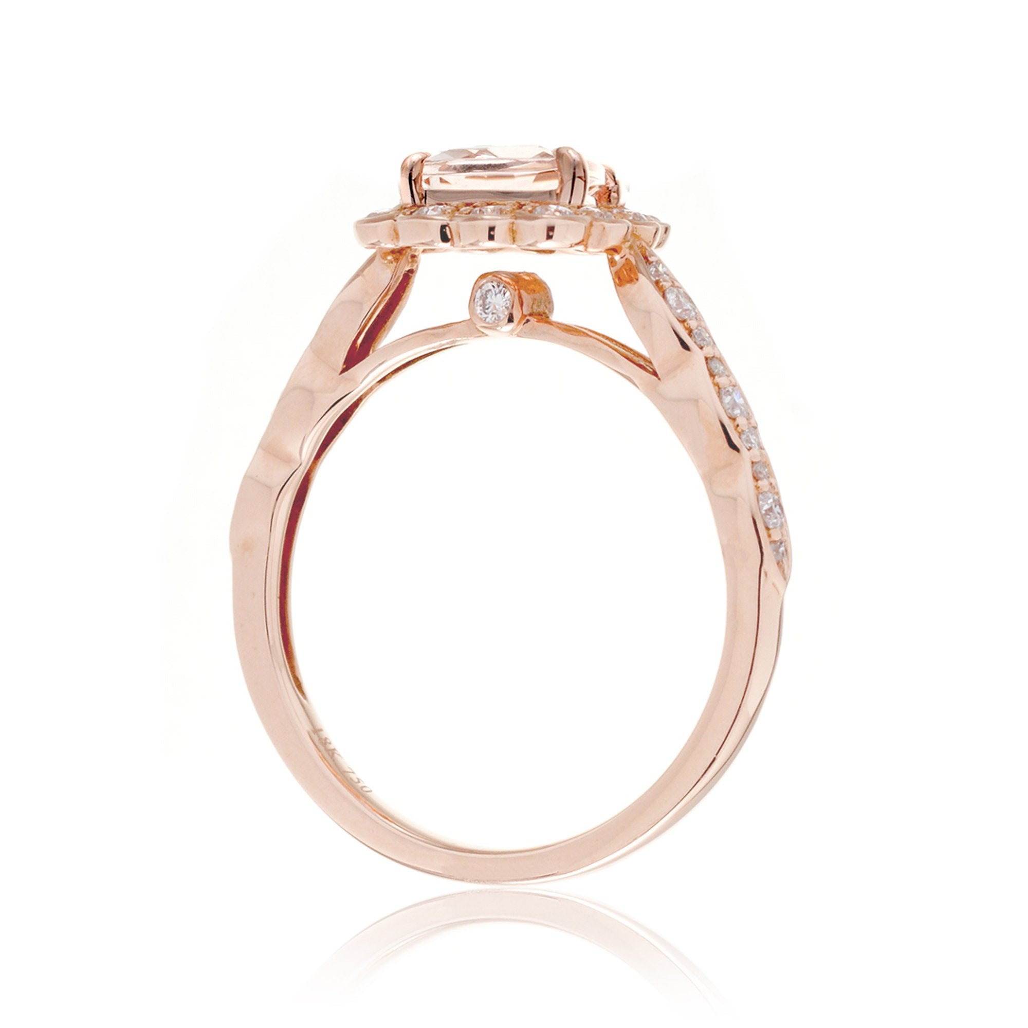 The Scallop Cushion Morganite Ring