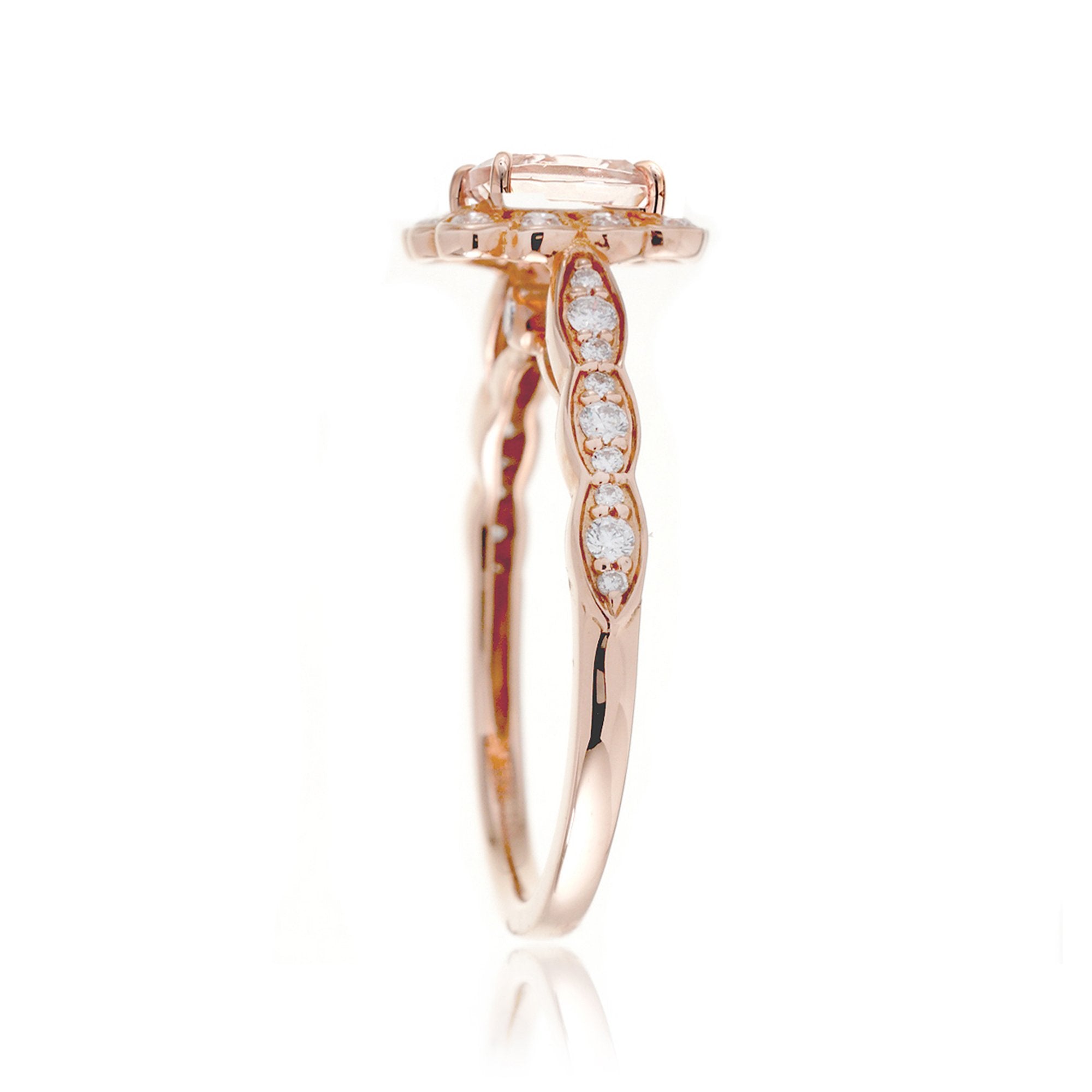 The Scallop Cushion Morganite Ring