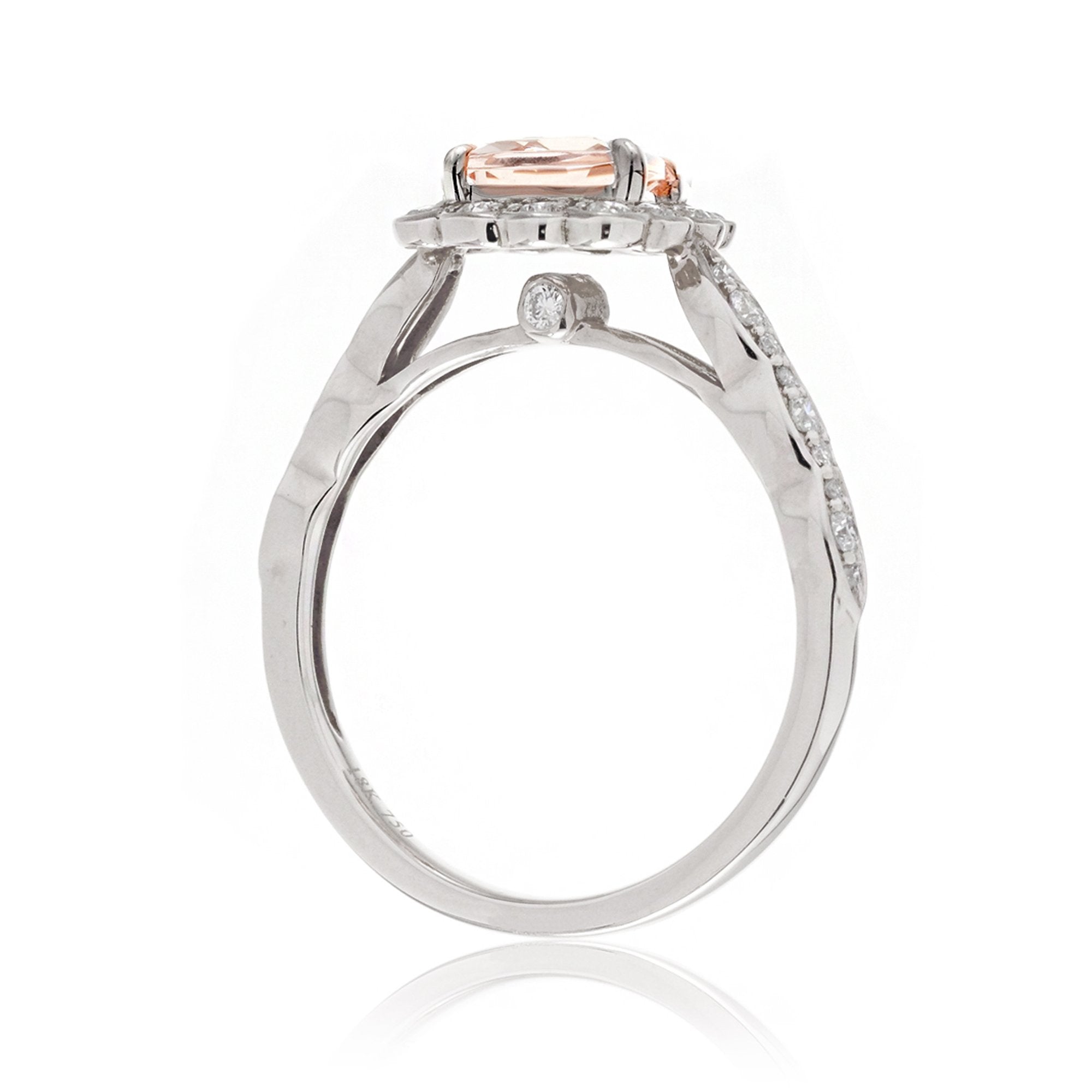 The Scallop Cushion Morganite Ring