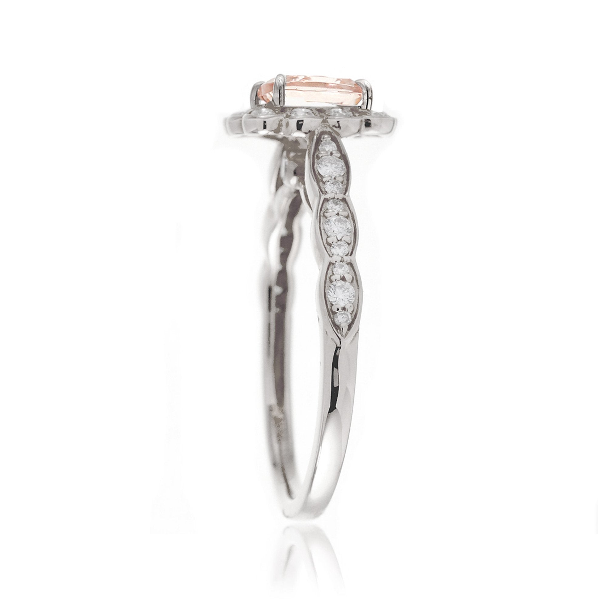 The Scallop Cushion Morganite Ring