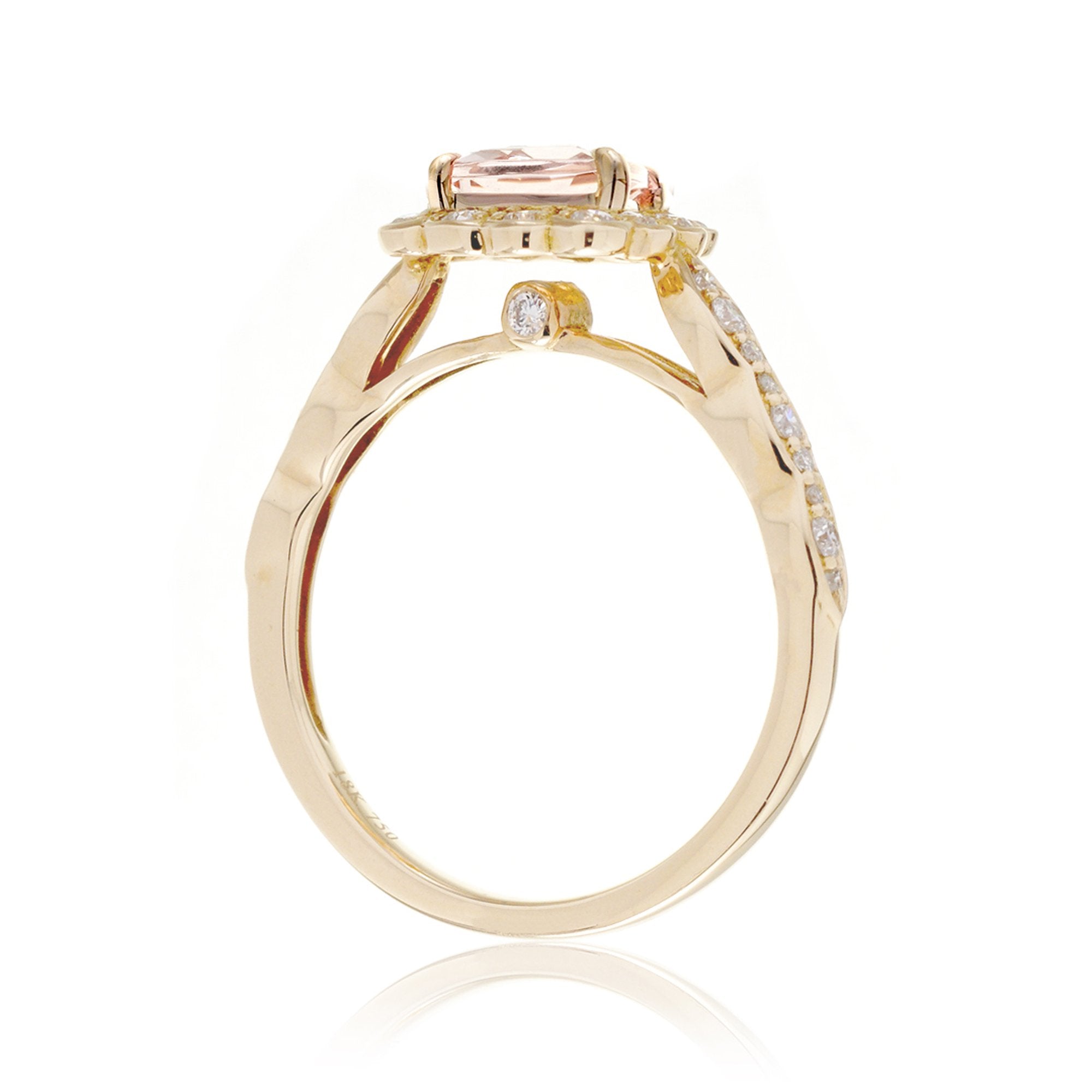 The Scallop Cushion Morganite Ring