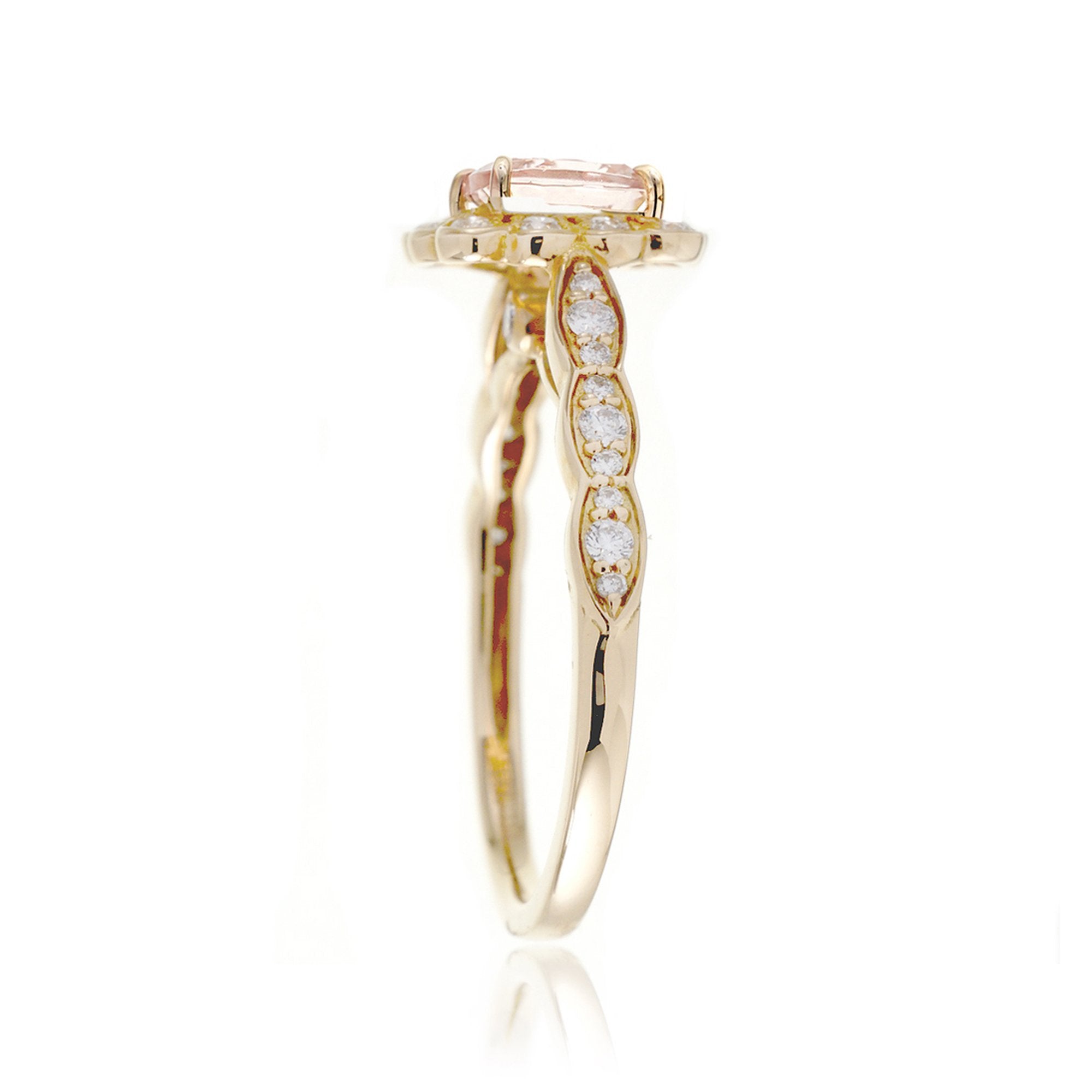 The Scallop Cushion Morganite Ring