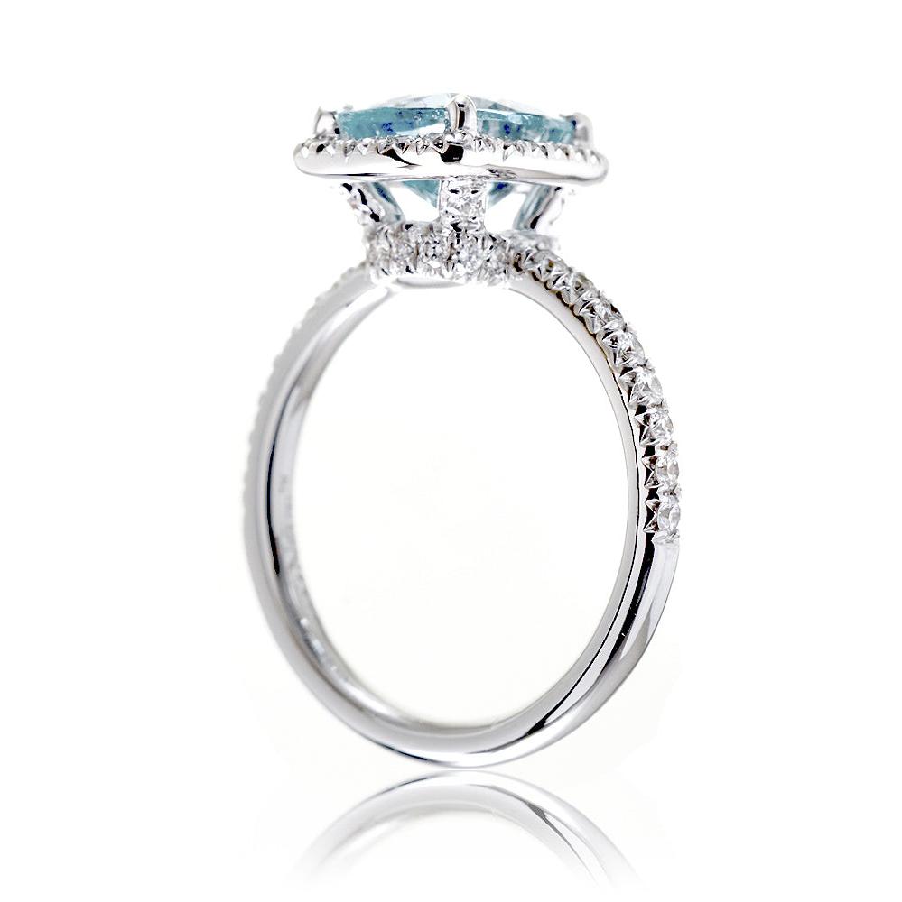 The Drenched Square Cushion Aquamarine Ring