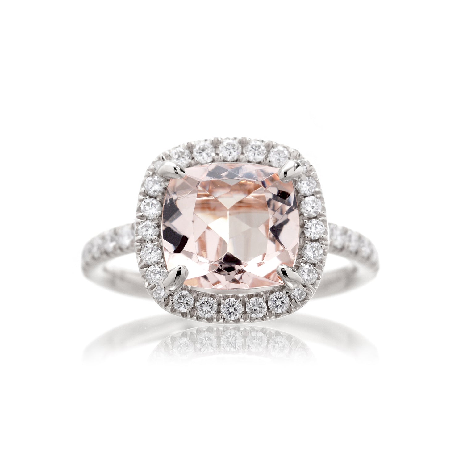 The Drenched Square Cushion Morganite Ring