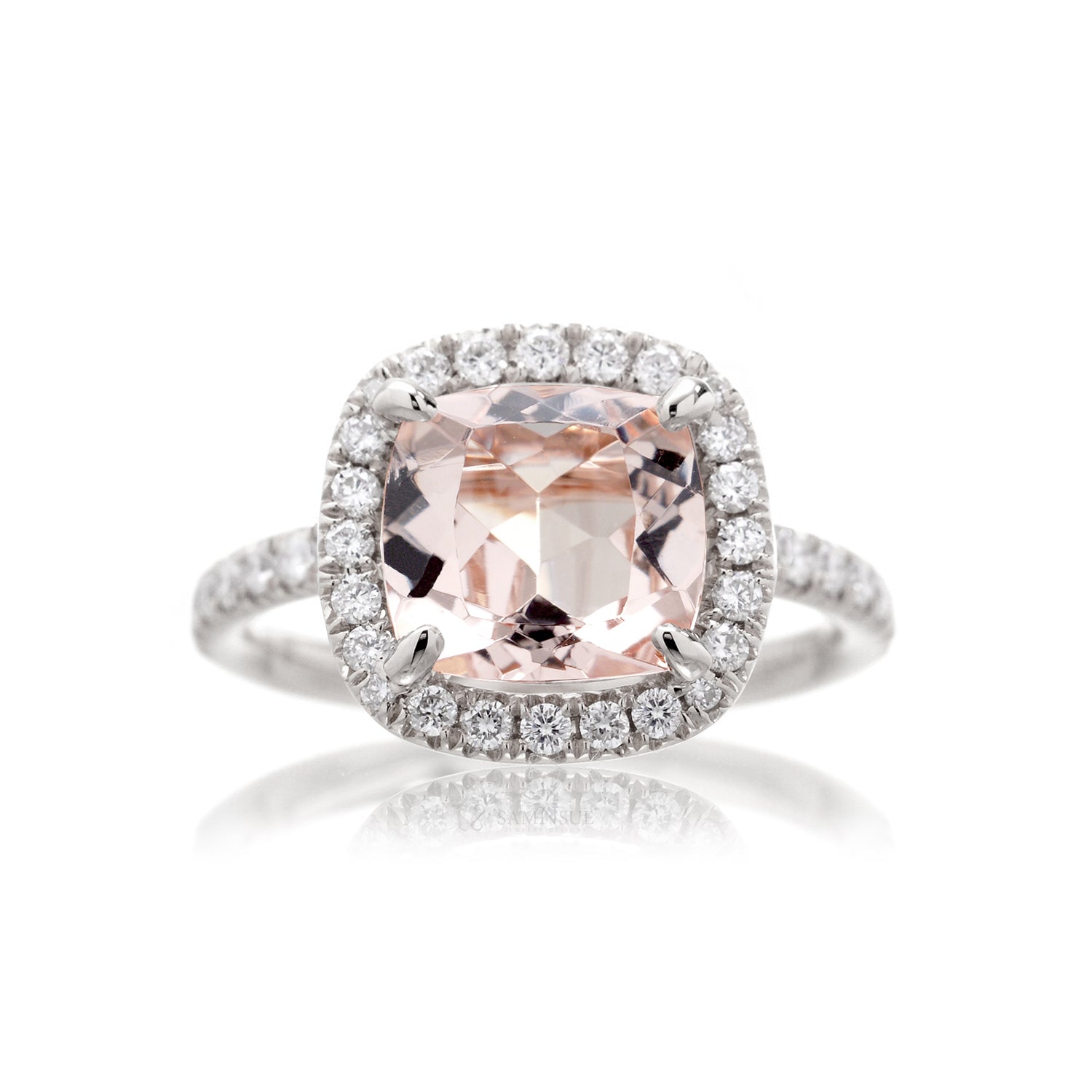 The Drenched Square Cushion Morganite