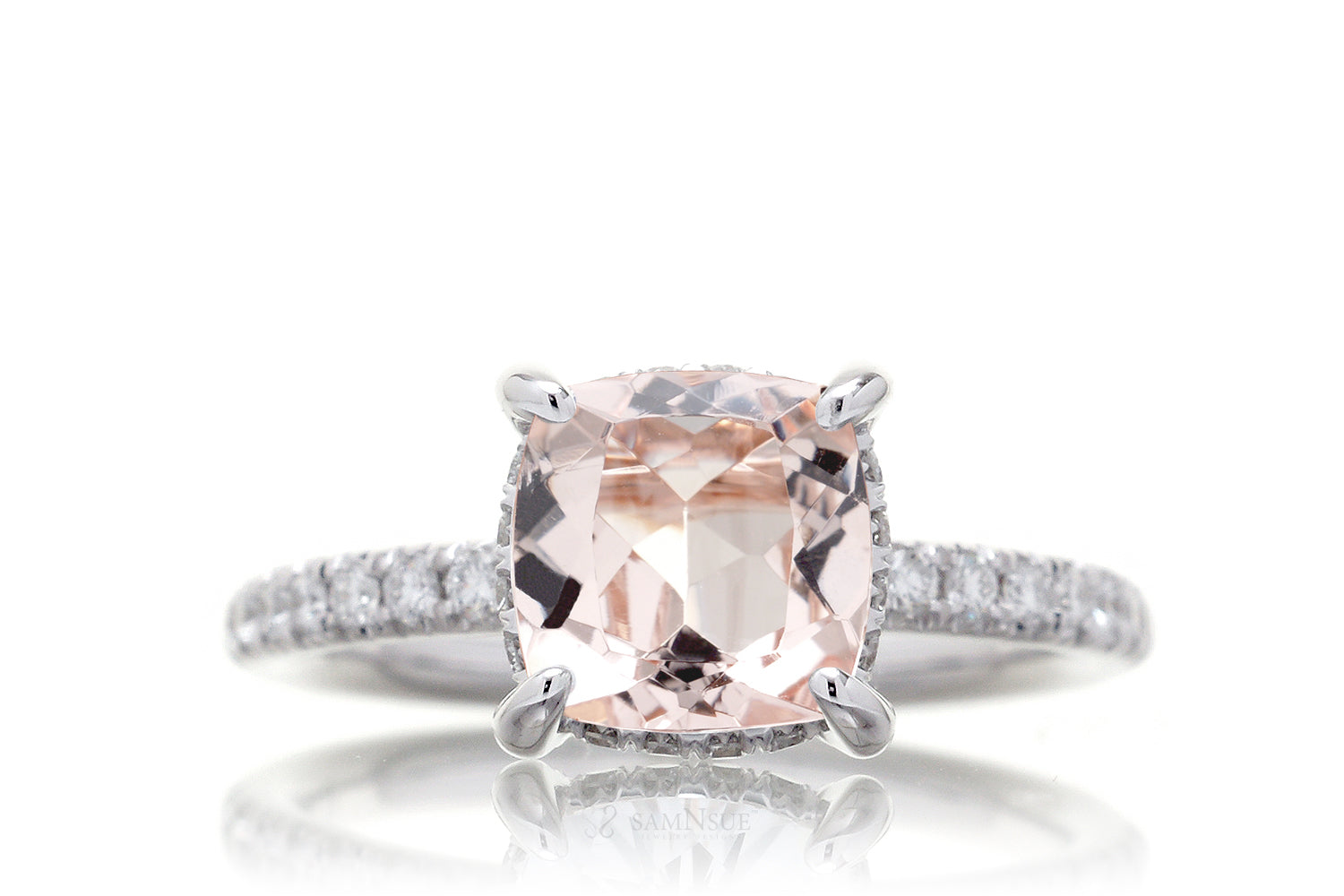 The Drenched Solitaire Cushion Morganite