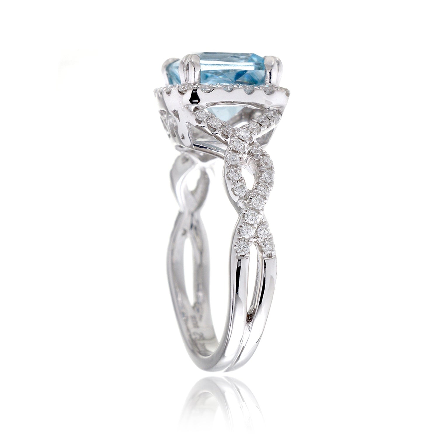 The Shelly Cushion Aquamarine Ring