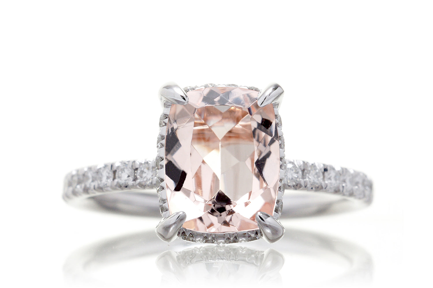 The Drenched Solitaire Cushion Morganite Ring