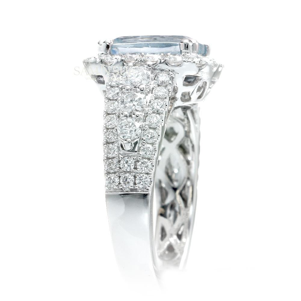 The Valentina Cushion Cut Aquamarine Ring