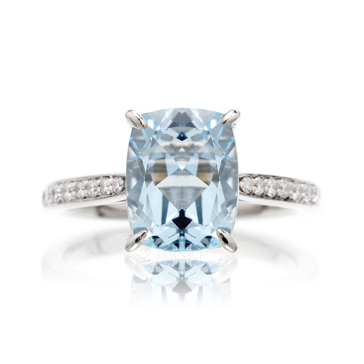The Emily Cushion Aquamarine