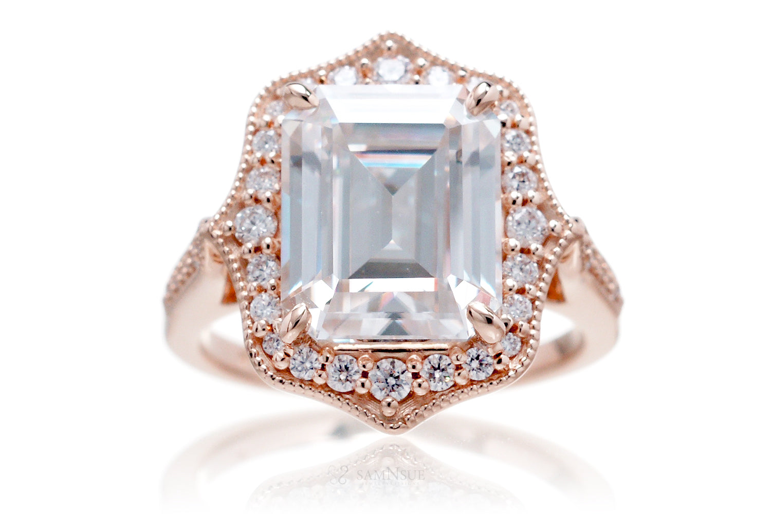 The Genevieve Emerald Cut Moissanite Ring